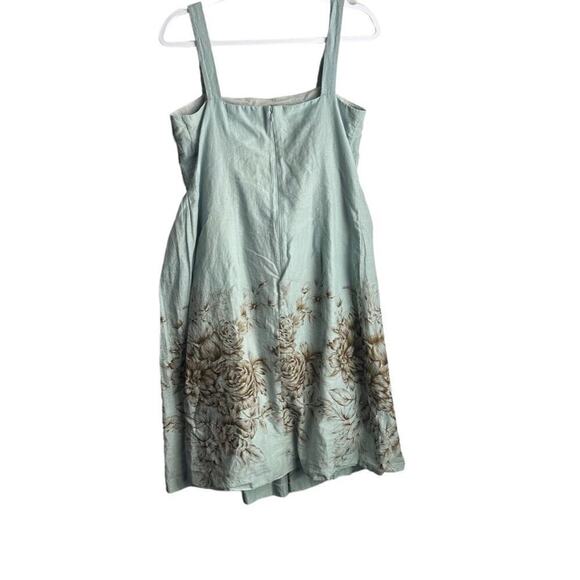Vintage Positive Attitude Sleeveless Dress Women's 8 Teal Brown Pleated Ruffled - Picture 2 of 7